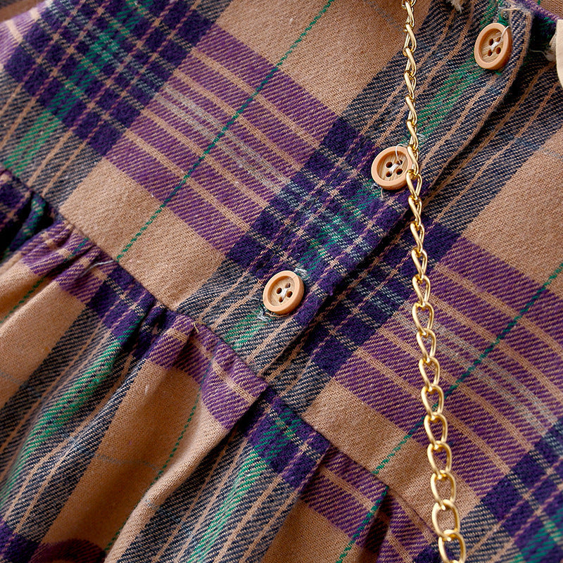 Teddy Charm, Classic Plaid Girls’ Dress