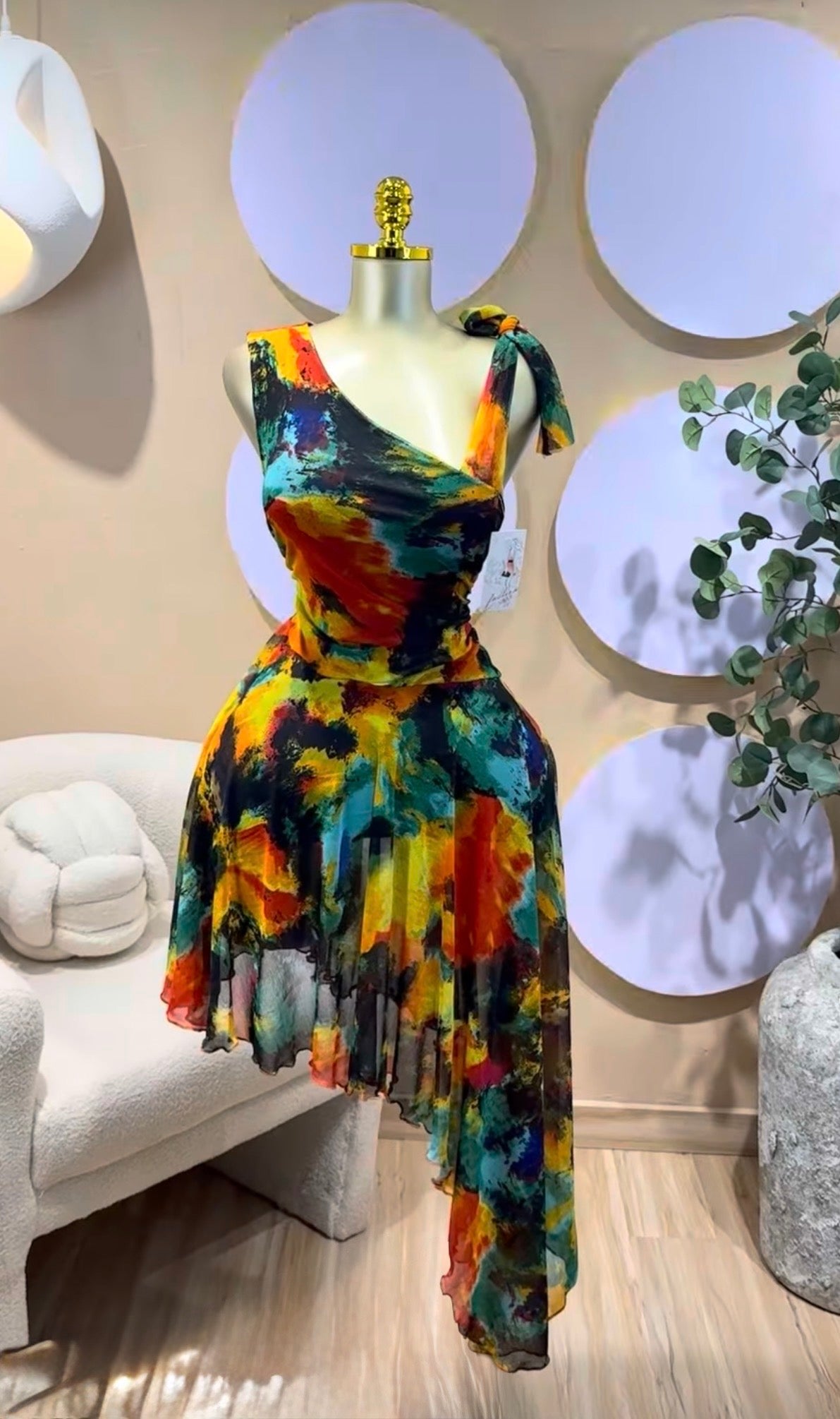 Vibrant Asymmetrical One-Shoulder Dress