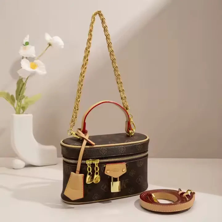 Monogram Crossbody Bag with Bear Pattern