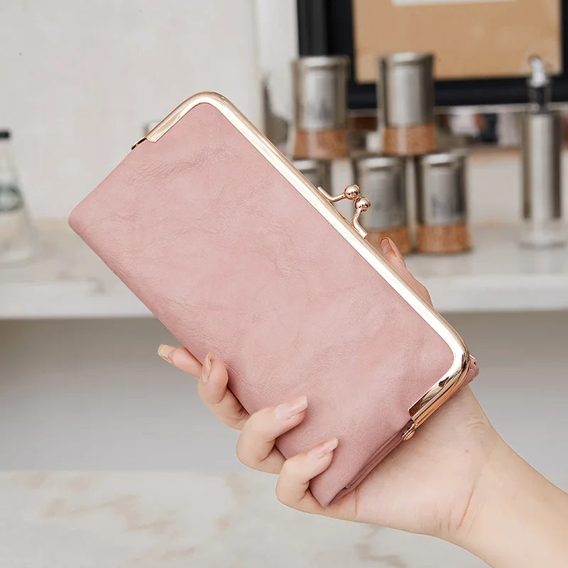 Solid Color Multi Functional Long Wallet, Vintage Clutch Coin Purse, Women's Card Holder Zipper Wallet-11