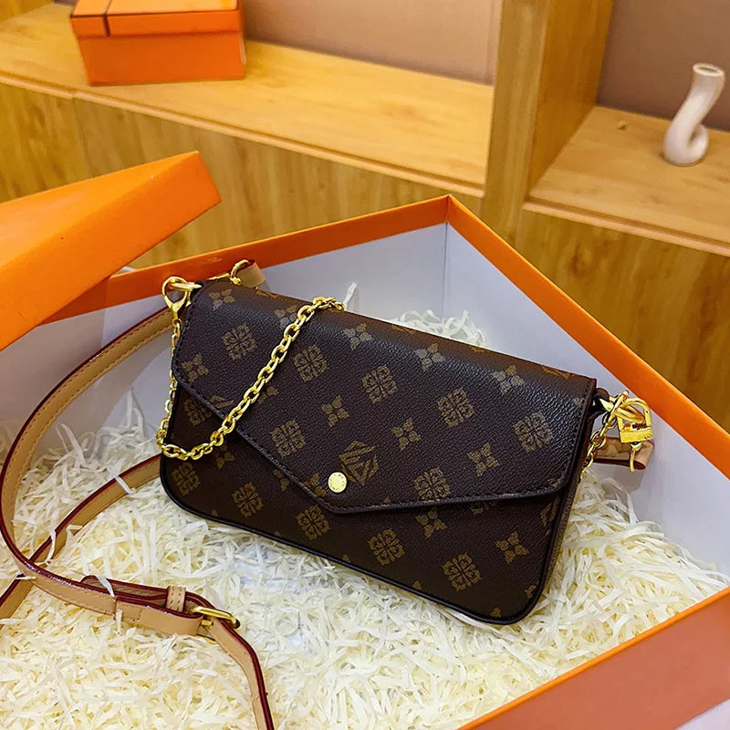 Chain Strap Envelope Bag with Geometric Pattern