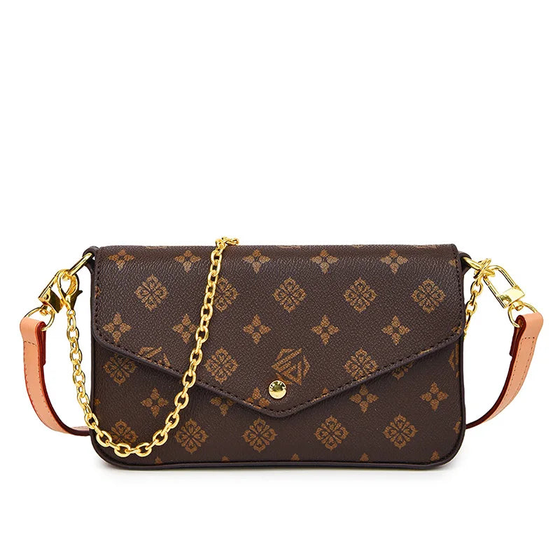 Chain Strap Envelope Bag with Geometric Pattern