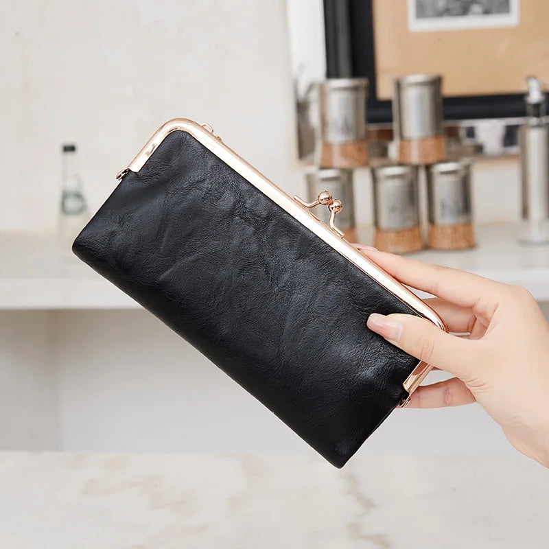 Solid Color Multi Functional Long Wallet, Vintage Clutch Coin Purse, Women's Card Holder Zipper Wallet-7