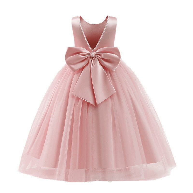 Formal Dress with Bow Detail and Pearl Straps