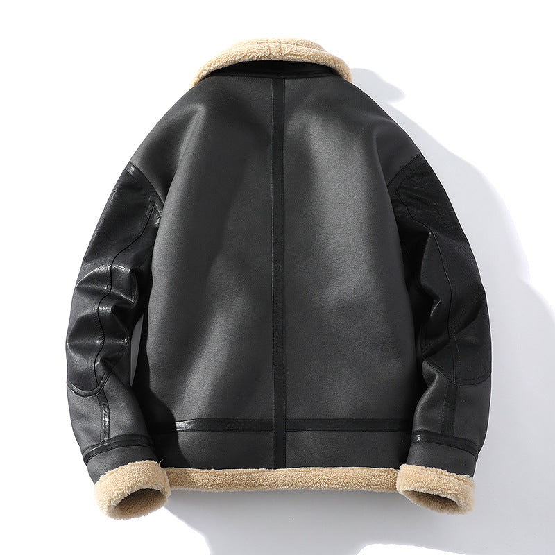 Sheepskin Leather Cropped Jacket