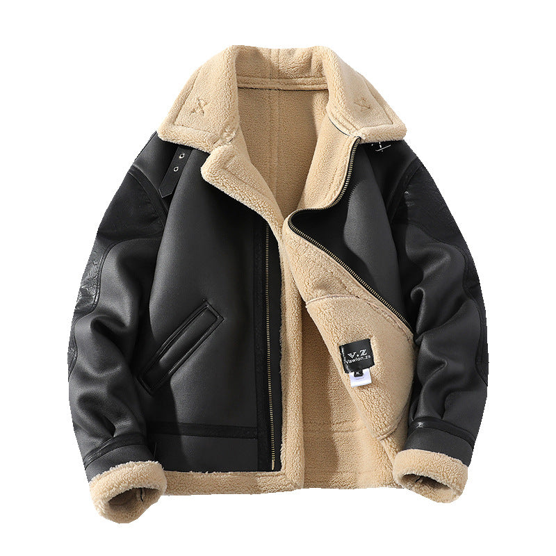Sheepskin Leather Cropped Jacket