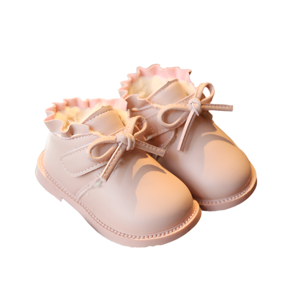 Ruffled Ankle Boots with Bow Ties