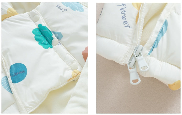 Baby Hooded Jumpsuits with Velvet inside
