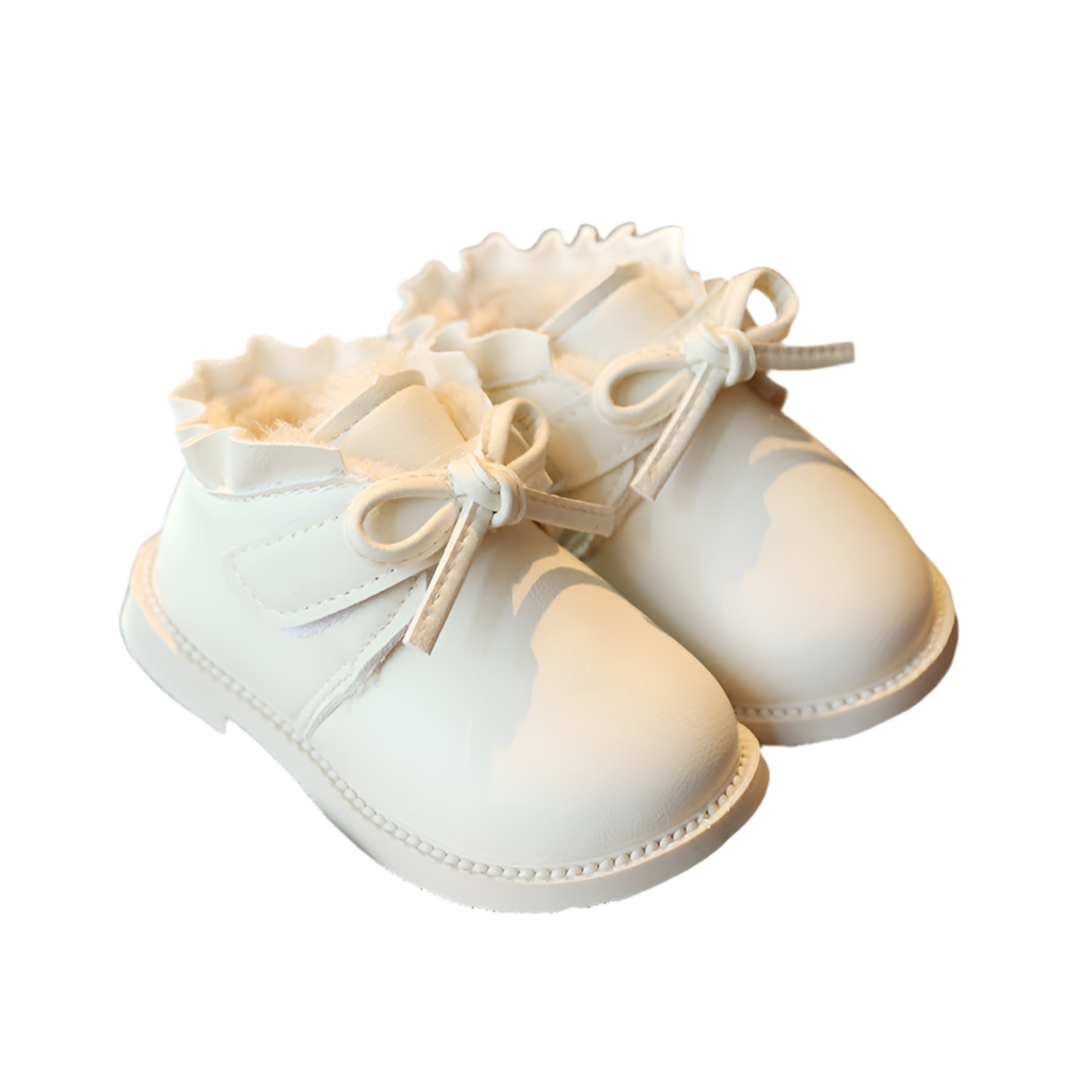 Ruffled Ankle Boots with Bow Ties