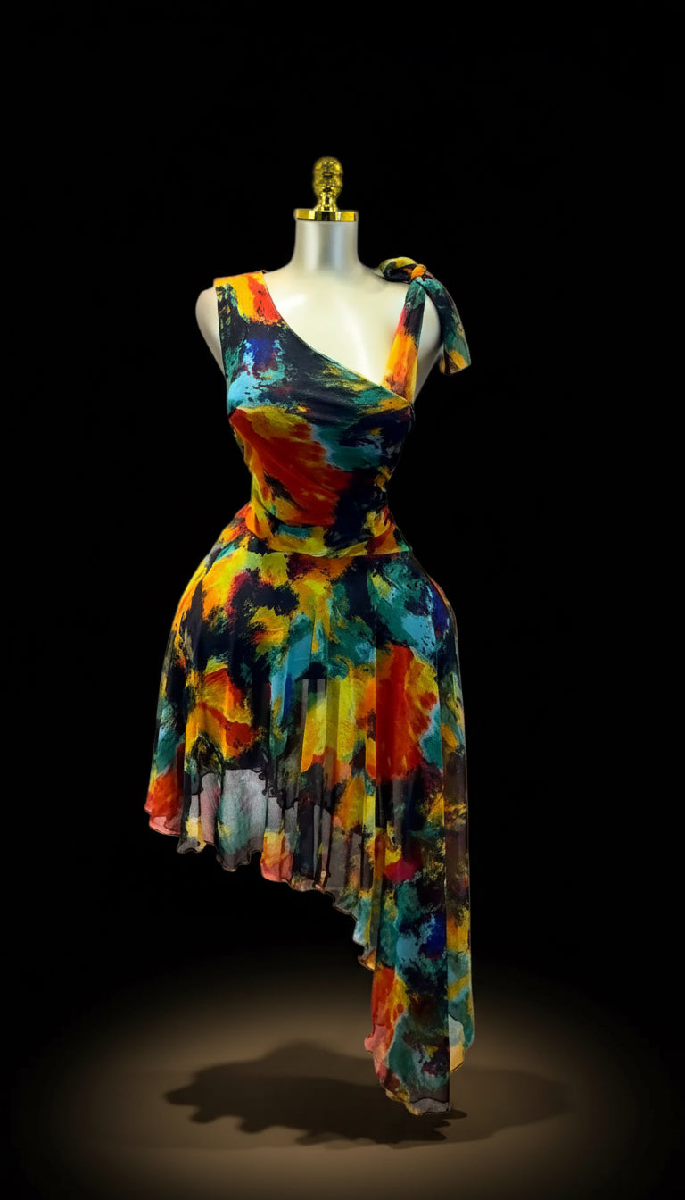Vibrant Asymmetrical One-Shoulder Dress