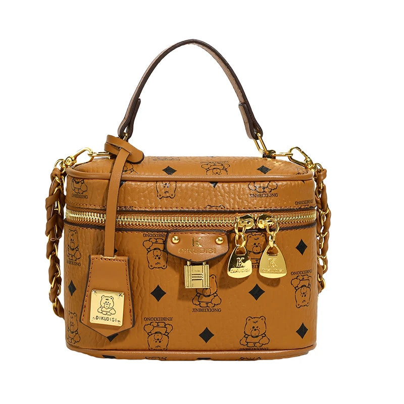 Monogram Crossbody Bag with Bear Pattern