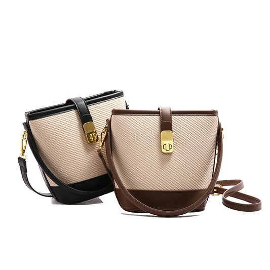 Woven Texture Retro Bucket Bag