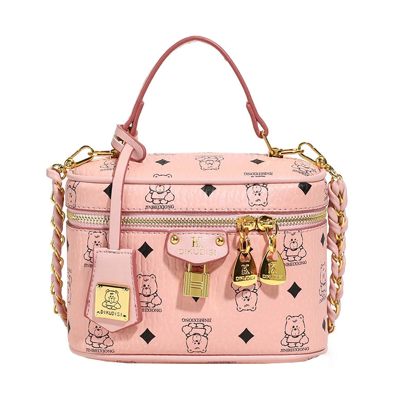Monogram Crossbody Bag with Bear Pattern