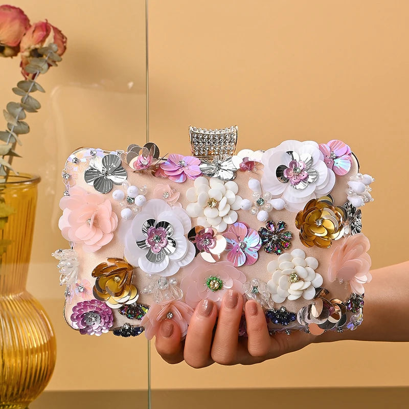 Vintage Flowers Women Evening Bag for Party Handmade Wedding Prom Handbag Clutch Bag Manufacturer Exquisite Appliques Beaded Bag-1
