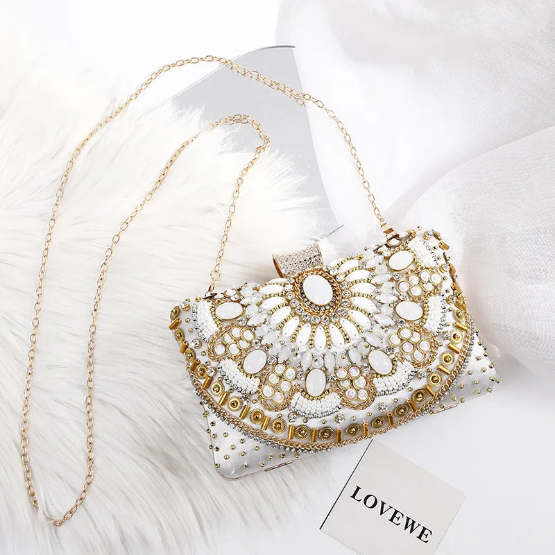 Fashion European and American Beaded Evening Clutch Bag Elegant and Charming Make-up Dinner Ladies Party Bride Embroidered Bag-4