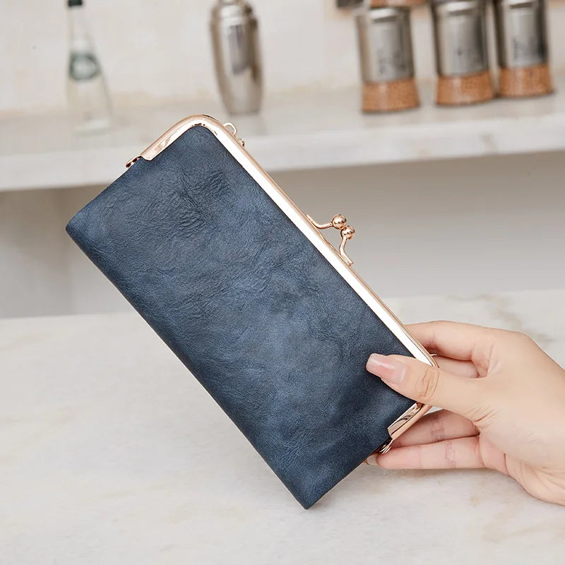 Solid Color Multi Functional Long Wallet, Vintage Clutch Coin Purse, Women's Card Holder Zipper Wallet-9