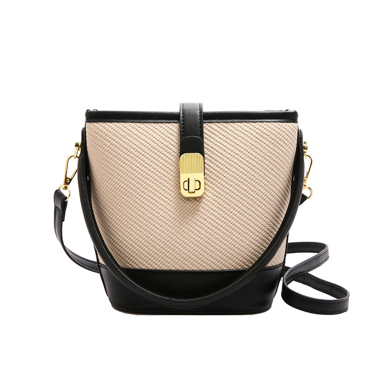 Woven Texture Retro Bucket Bag