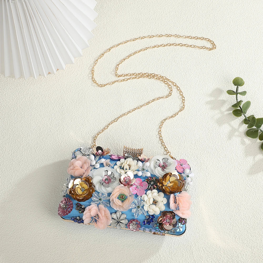 Vintage Flowers Women Evening Bag for Party Handmade Wedding Prom Handbag Clutch Bag Manufacturer Exquisite Appliques Beaded Bag-4