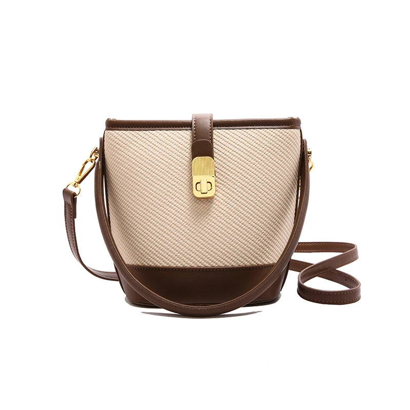 Woven Texture Retro Bucket Bag