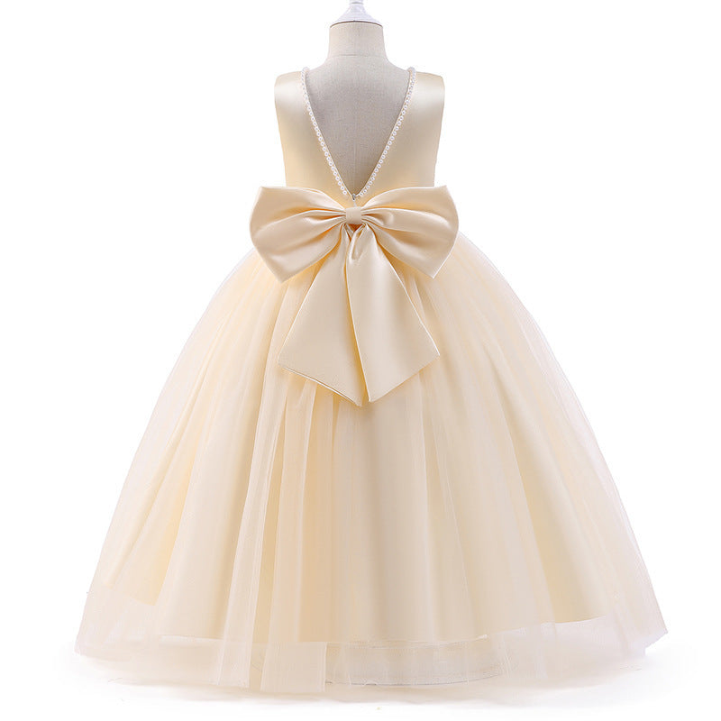 Formal Dress with Bow Detail and Pearl Straps