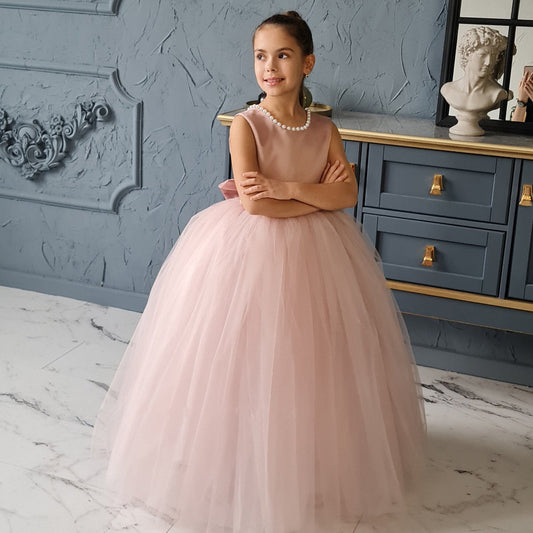 Formal Dress with Bow Detail and Pearl Straps