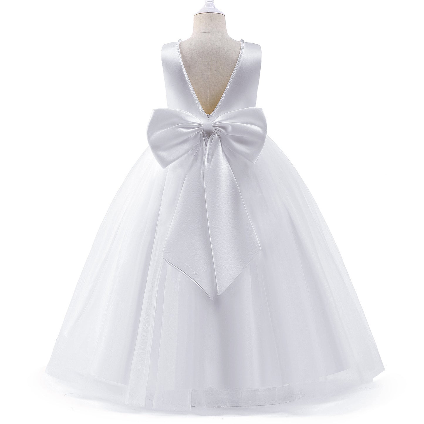 Formal Dress with Bow Detail and Pearl Straps