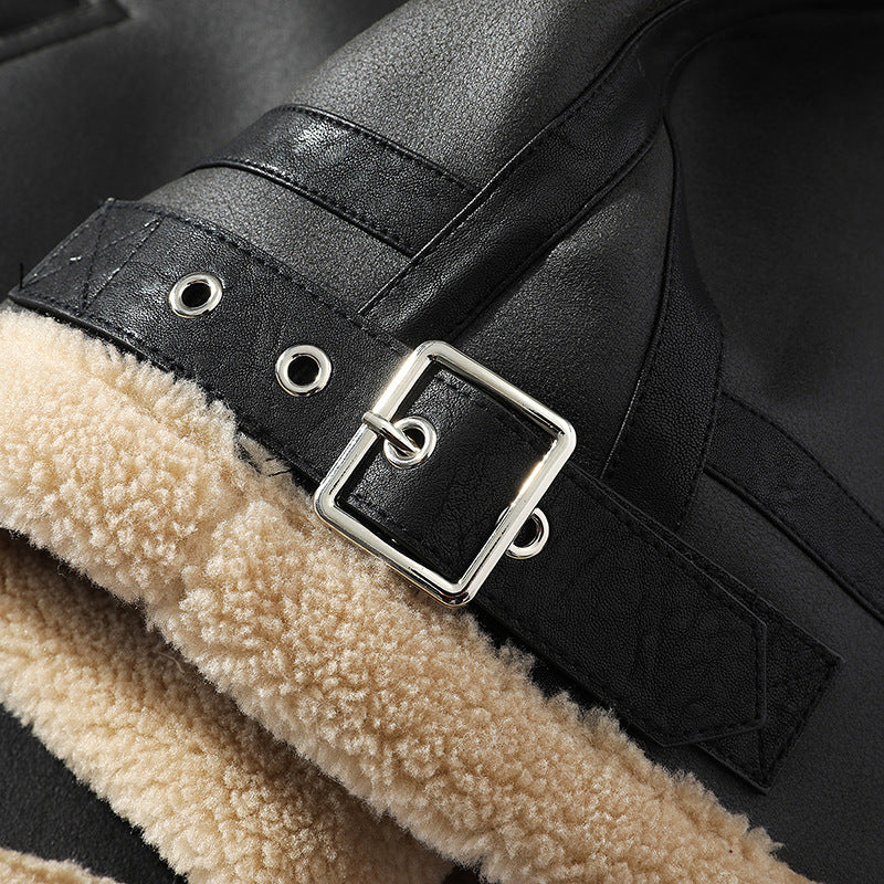 Sheepskin Leather Cropped Jacket