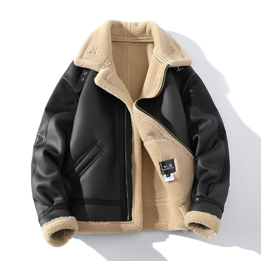 Sheepskin Leather Cropped Jacket